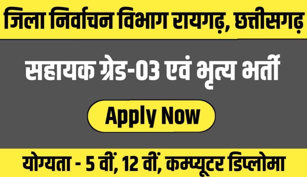 Raigarh Nirvachan Vibhag Vacancy 2023