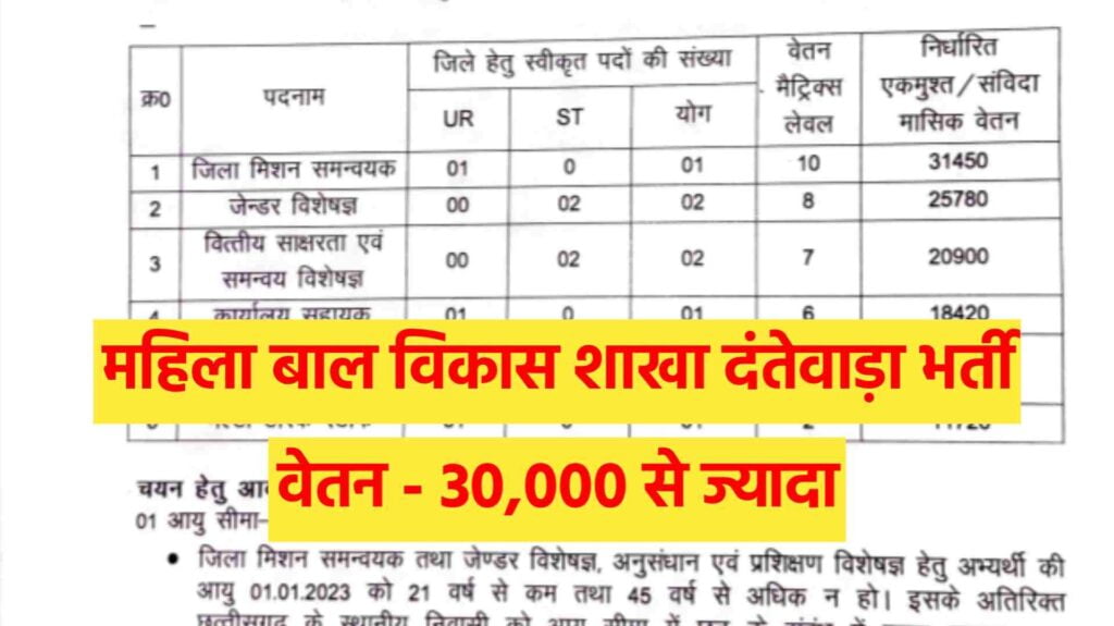 Dantewada Mahila Baal Vikas Bharti 2024